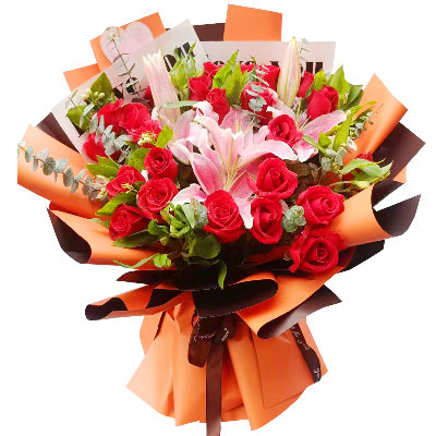 毕节22朵红玫瑰百合，我的爱为你点亮
