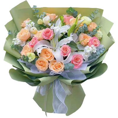 毕节18朵玫瑰混搭百合，给你无尽的温暖