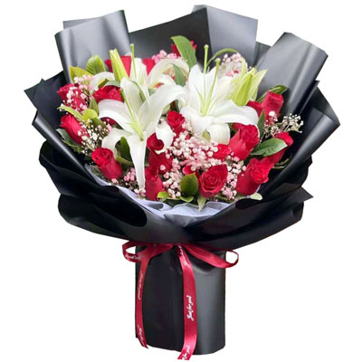 毕节17朵红玫瑰2支百合，感受深深的爱