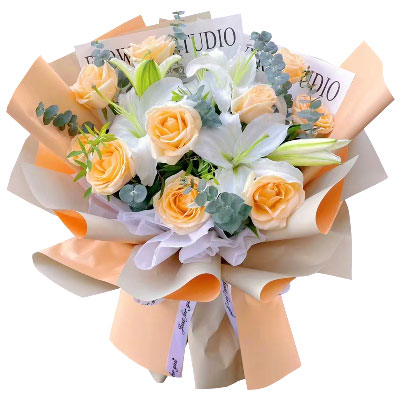 毕节10朵玫瑰2支百合，绽放我的思念