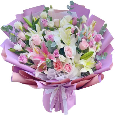 毕节20朵玫瑰混搭百合，爱情浪漫幸福