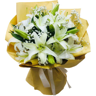 毕节6支白色多头百合，感受这美好幸福