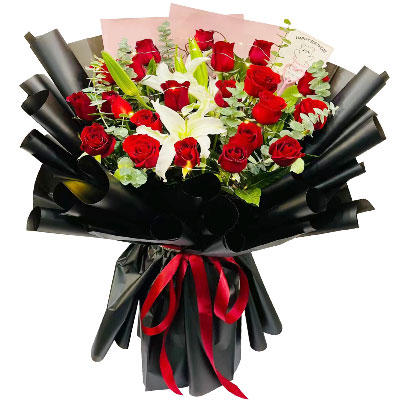 毕节21朵红玫瑰百合，爱永远属于你