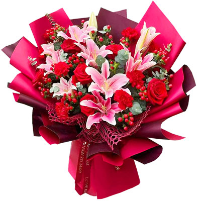 毕节6朵红玫瑰康乃馨百合,真正的幸福