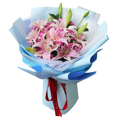 毕节6支粉色多头百合相思梅，生活充满无尽的爱