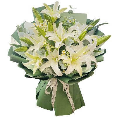 毕节8支白色多头百合，生活幸福健康