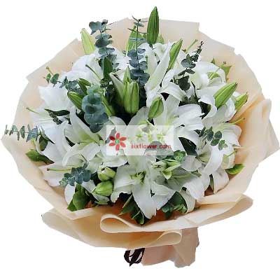 毕节9支白色多头百合，祝福你幸福